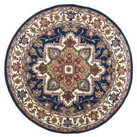 HANDTUFTTEPPICH Royal Heriz 100x100 cm - Blau, Textil (100/100cm) - THEKO