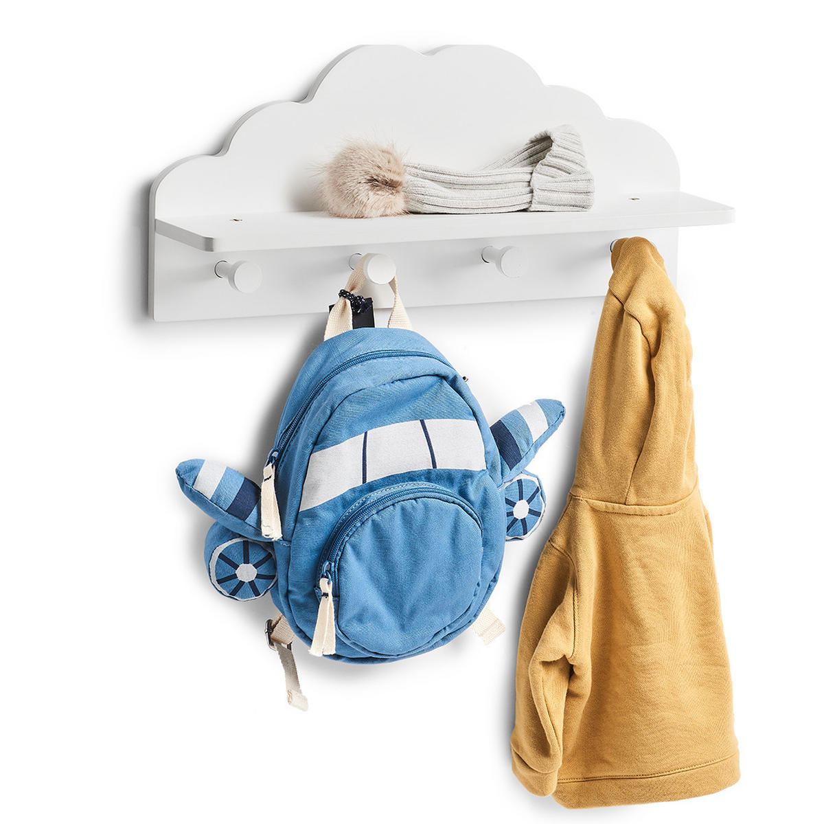 WANDGARDEROBE für Kinder - Wolke - Weiß - Weiß, Holzwerkstoff (48/22/12cm) - Zeller Present