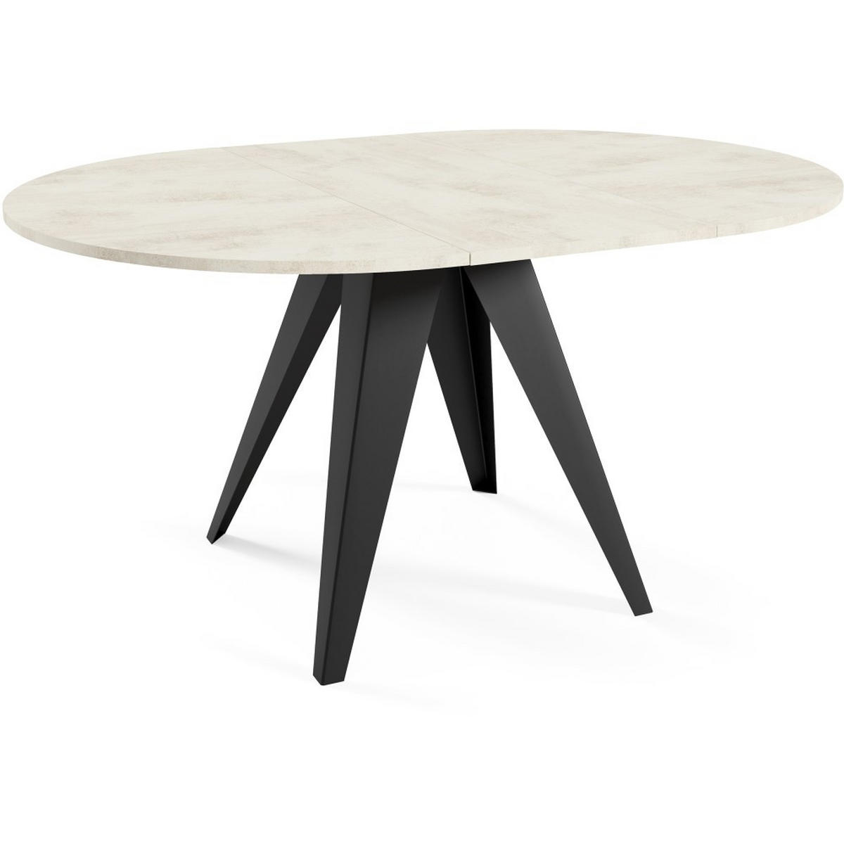 ESSTISCH Gala, Runder Tisch mit Ausziehfunktion, 100-140x100 cm, Schwarz+White Chromix - Schwarz/Weiß, Metall (100/100/76cm) - Beautysofa