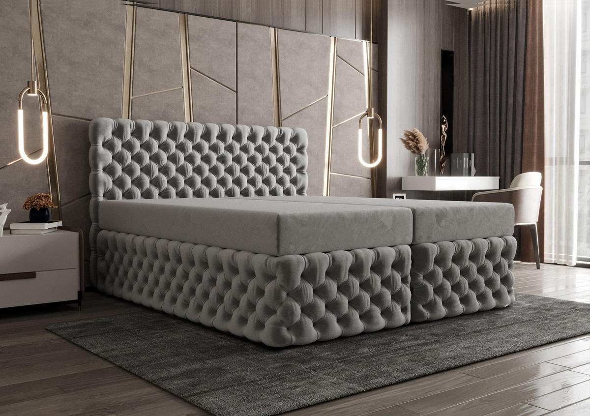 BOXBETT Figo Hellgrau 180x200 cm - Hellgrau, Textil (200/200cm) - B&B Home