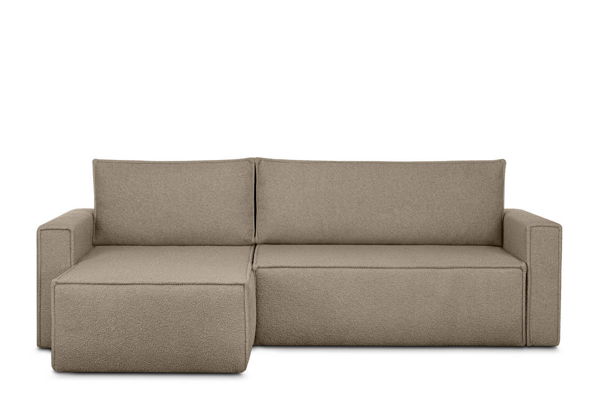 ECKSOFA-LINKS/RECHTS NAPI II mit Schlaffunktion, dunkelbeige - Beige/Braun, Textil (246/148cm) - KONSIMO®