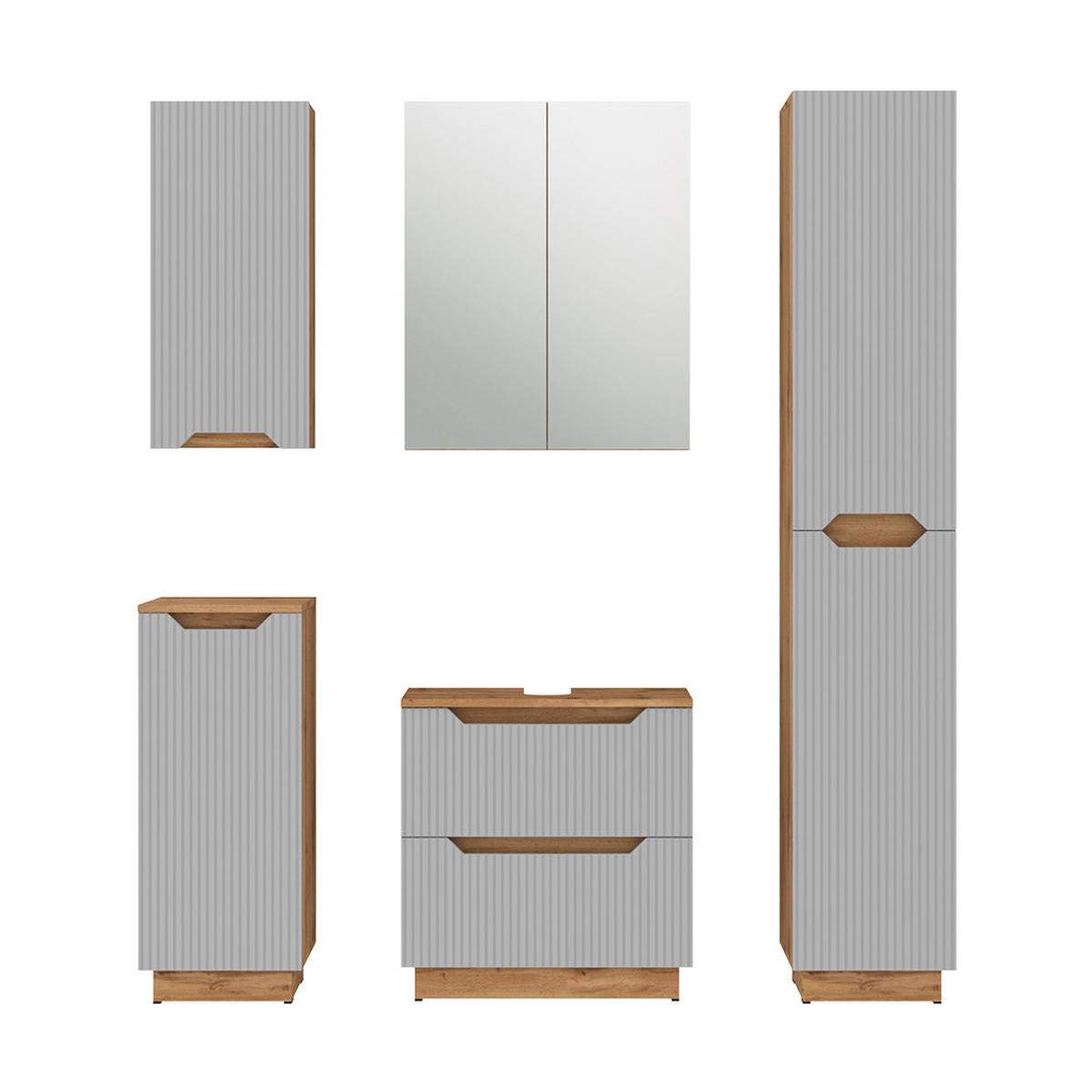 KOUPELNOVÝ NÁBYTEK Lotta Dubový/šedý pruhovaný - šedá, kompozitní dřevo (59.8/62.5/32cm) - Vicco