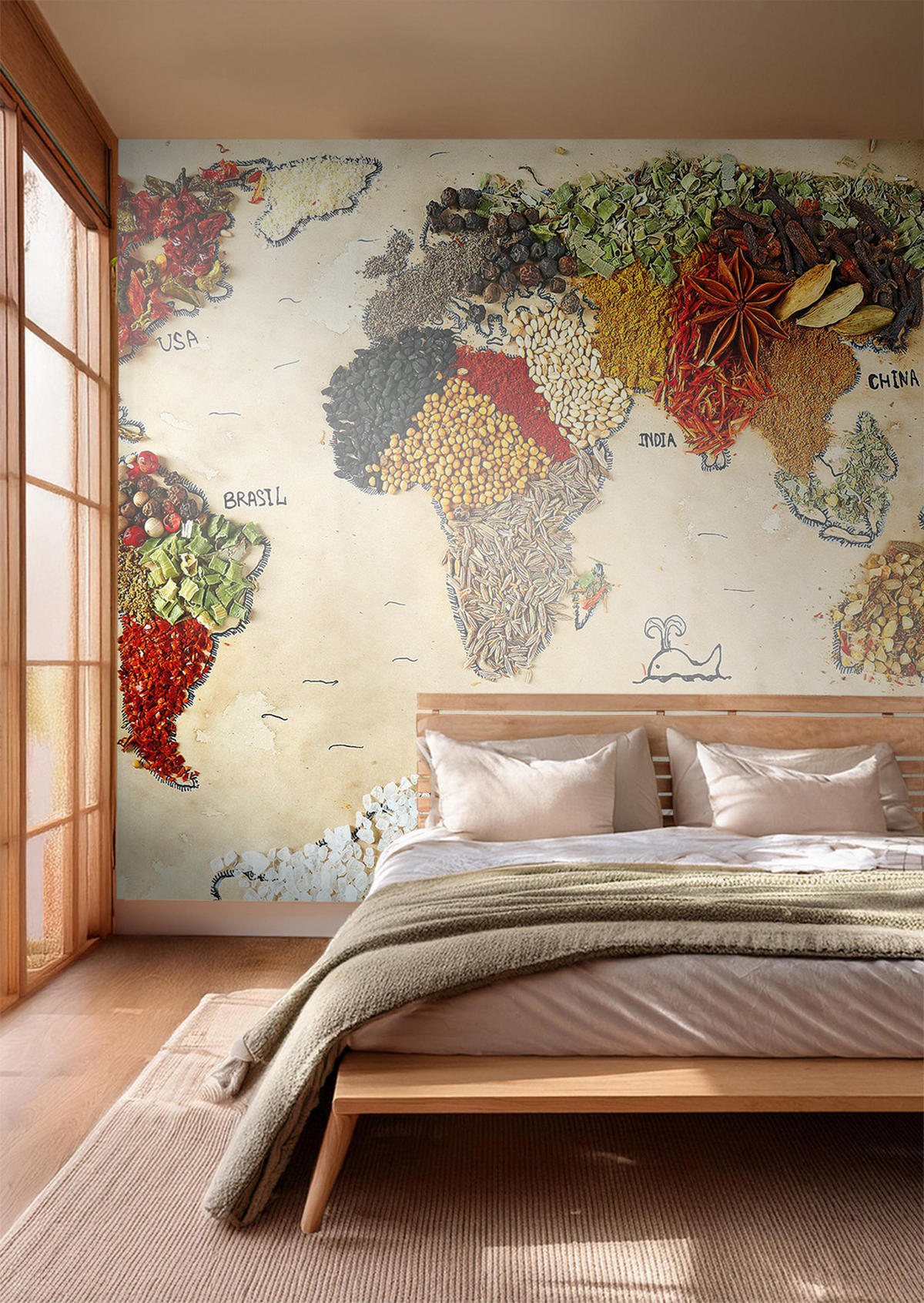 FOTOTAPETE Weltkarte 375 x 270 cm - Beige, Papier (375/270cm) - Sanders & Sanders