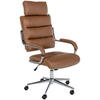 DREHSTUHL Lederlook Hellbraun - Chromfarben/Hellbraun, Textil/Metall (61/119/78cm) - CLP