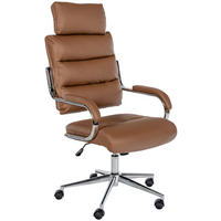 DREHSTUHL Lederlook Hellbraun - Chromfarben/Hellbraun, Textil/Metall (61/119/78cm) - CLP
