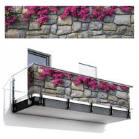 BALKON-SICHTSCHUTZ Bougainvillea - Steinmauer - Rosa - Magenta, Kunststoff (500/130cm) - MuchoWow