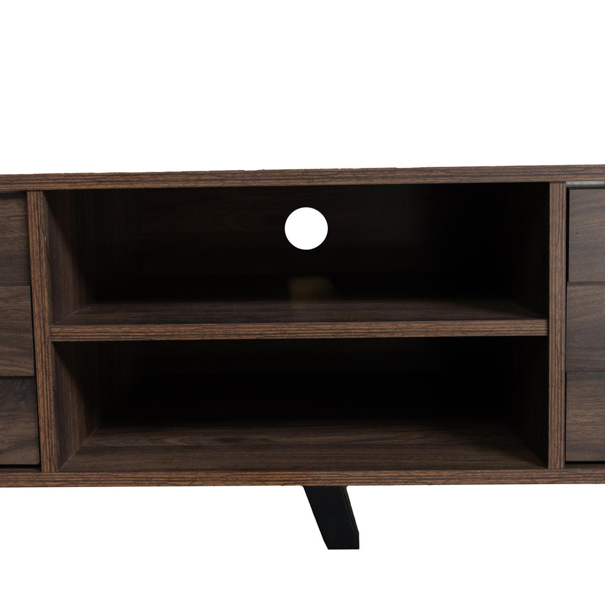 TV stolek 160,5/35,5/45 cm s 2 dvířky a 2 otevřenými policemi, tlumené panty, Dub - hnědá, kompozitní dřevo (160.5/45/35.5cm) - Redom
