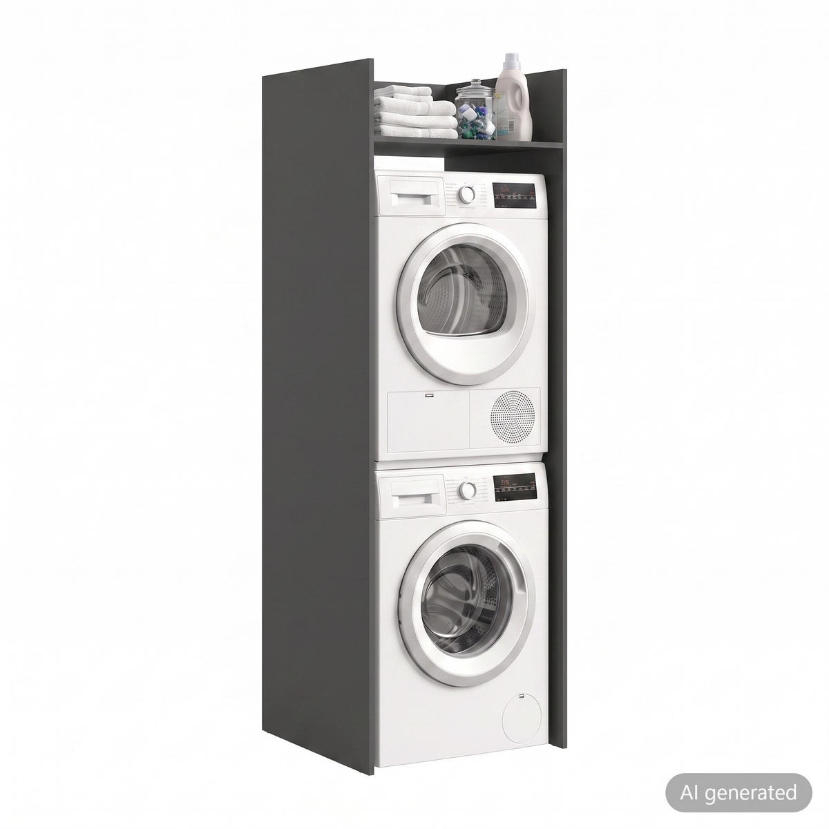 WASCHMASCHINENSCHRANK FREE (B/H/T: ca. 66/195/66 cm) in anthrazit/anthrazit - Anthrazit, Holzwerkstoff (66/195/66cm) - Homes & Jones