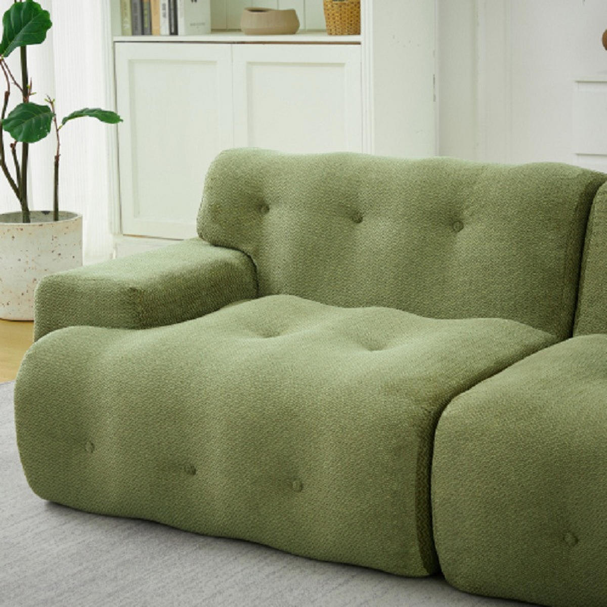2-SITZER SOFA Chenille Grün montagefrei - Grün, Textil (224/66/104cm) - WISHDOR