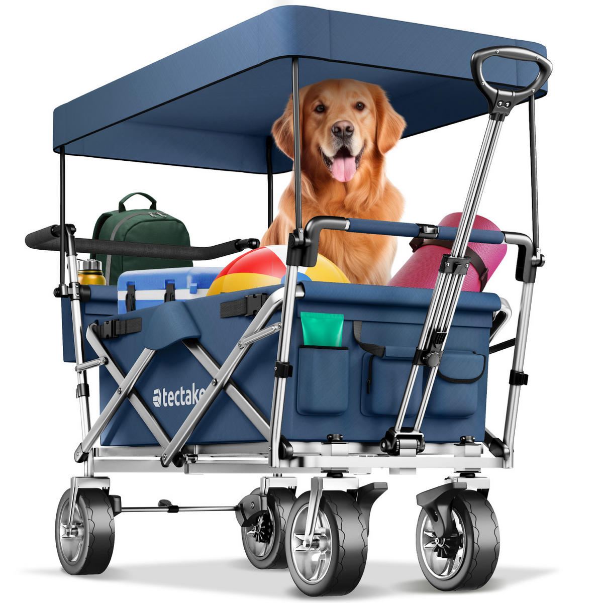 BOLLERWAGEN Nico, inklusive Tragetasche, Belastbarkeit 80 kg, blau - Blau, Metall (55.5/98/100cm) - tectake