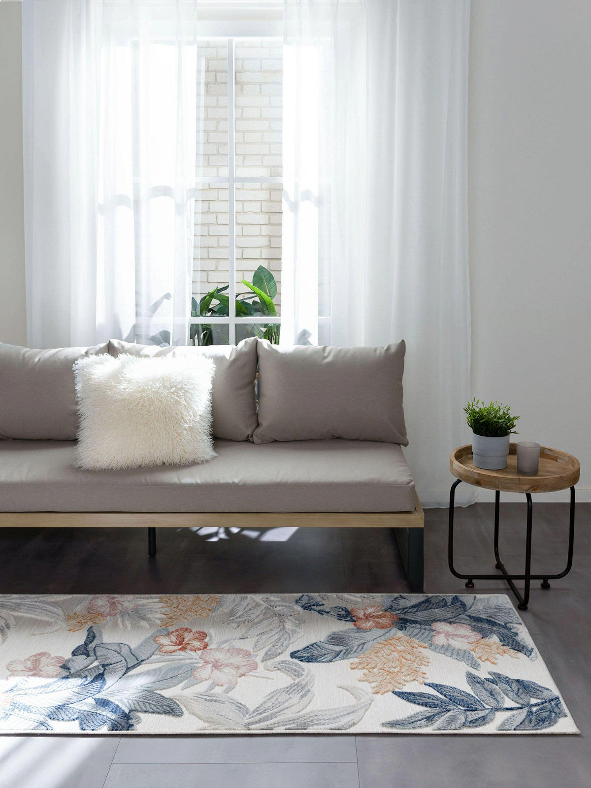 Outdoorläufer Flora Multicolor 80x250 cm - Creme, Kunststoff (80/250cm) - benuta