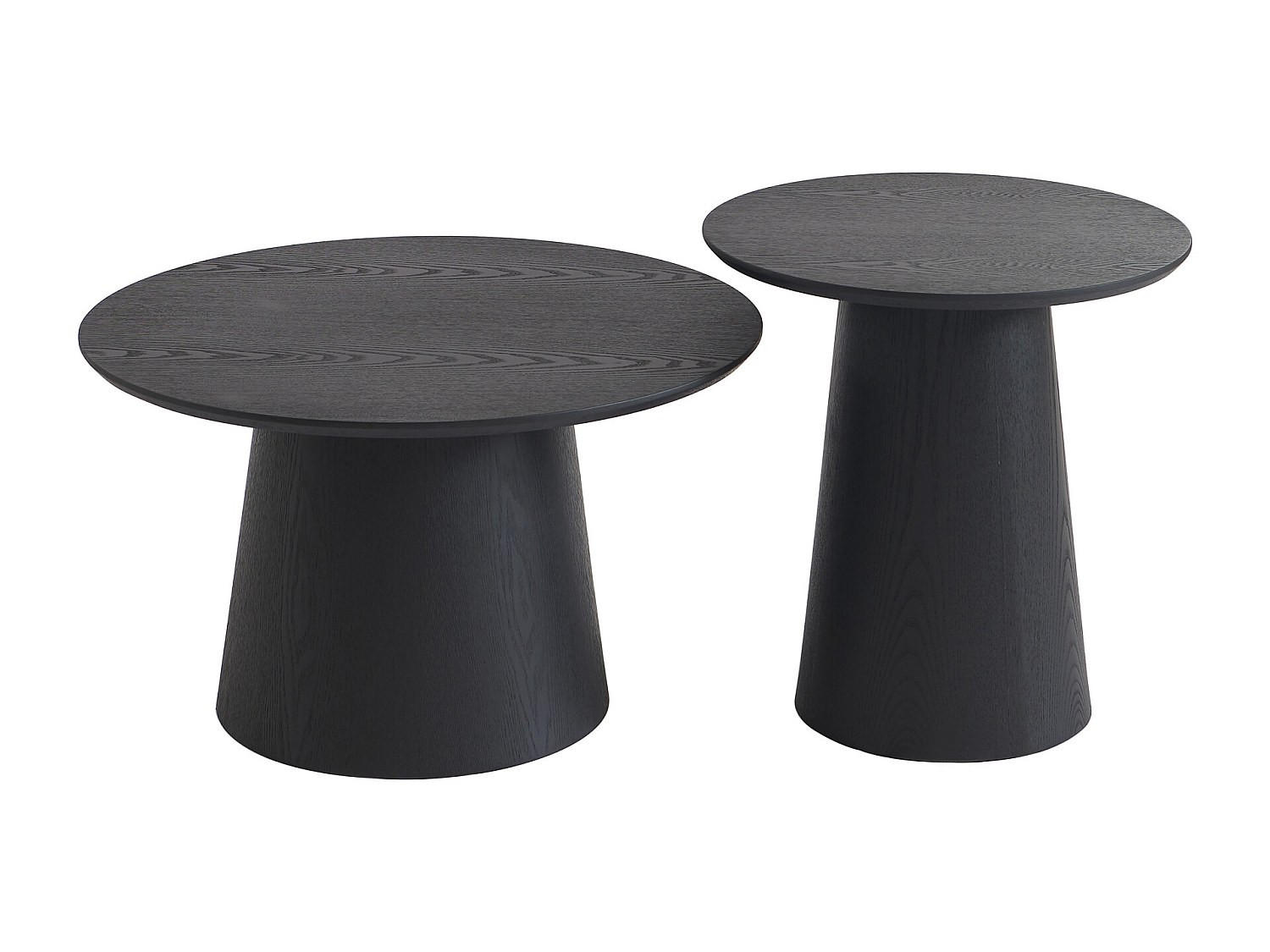 2ER-SET Couchtisch-Set - Eichenfurnier - Schwarz - PIARI - Schwarz, Holz (70/70/50cm) - Vente-Unique