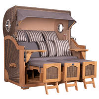 STRANDKORB XXL Düne Grande Teak PE Grey - Braun/Grau, Metall (170/170/95cm) - Mr. Deko