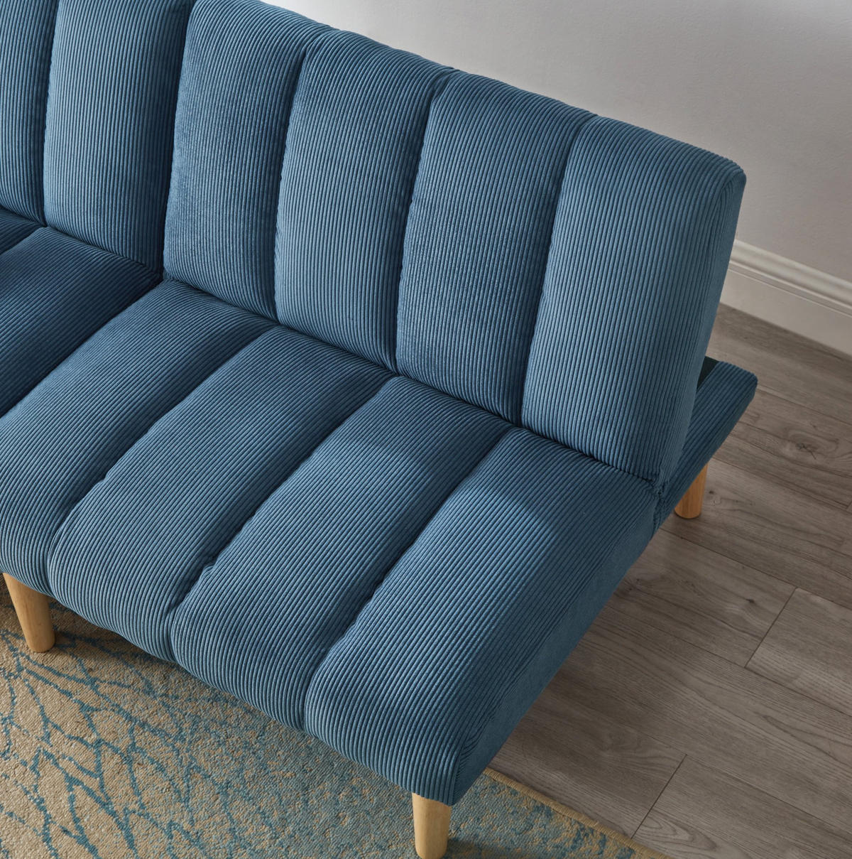 SCHLAFSOFA aus Corduroy 167 cm Blau mit 3-fach verstellbarer Rückenlehne und Schlaffunktion - Blau, Textil (167/72/82cm) - Modfu