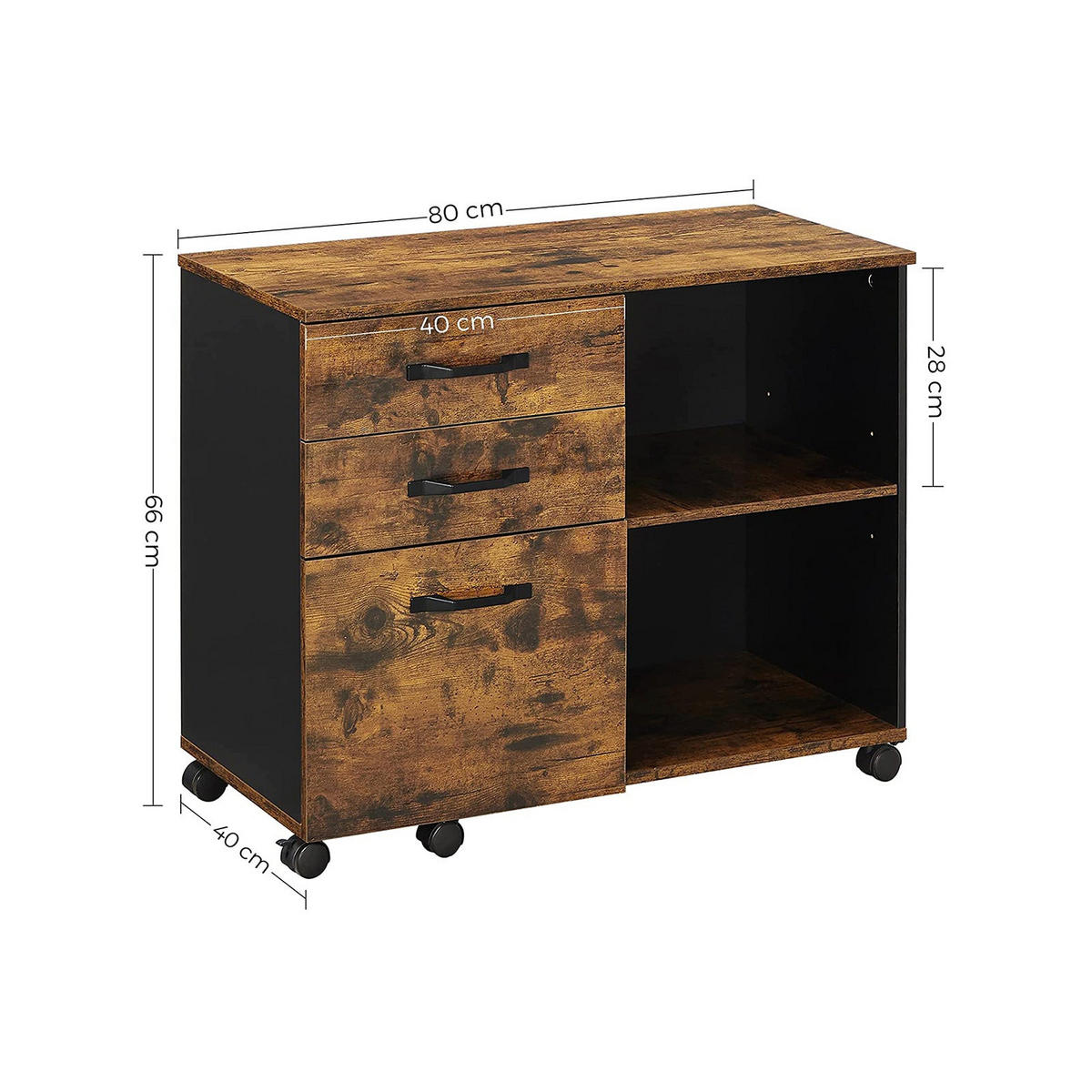 ROLLCONTAINER - Braun, Holzwerkstoff (40/66/80cm) - Hansiro