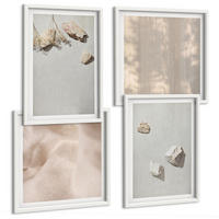 BILDER SET 4er Set - 50x50 cm & 40x60 cm Weißer Rahmen - Boho-Stranddekorationen aus Steinen - Weiß, Kunststoff (50/50cm) - TULUP
