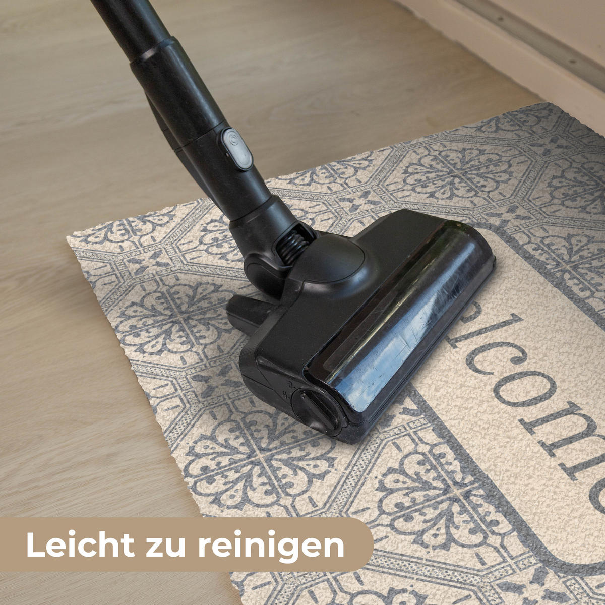 FUSSMATTE Willkommen - Klassisch - Grau 60x40 cm - Beige, Kunststoff (60/0.4cm) - MuchoWow