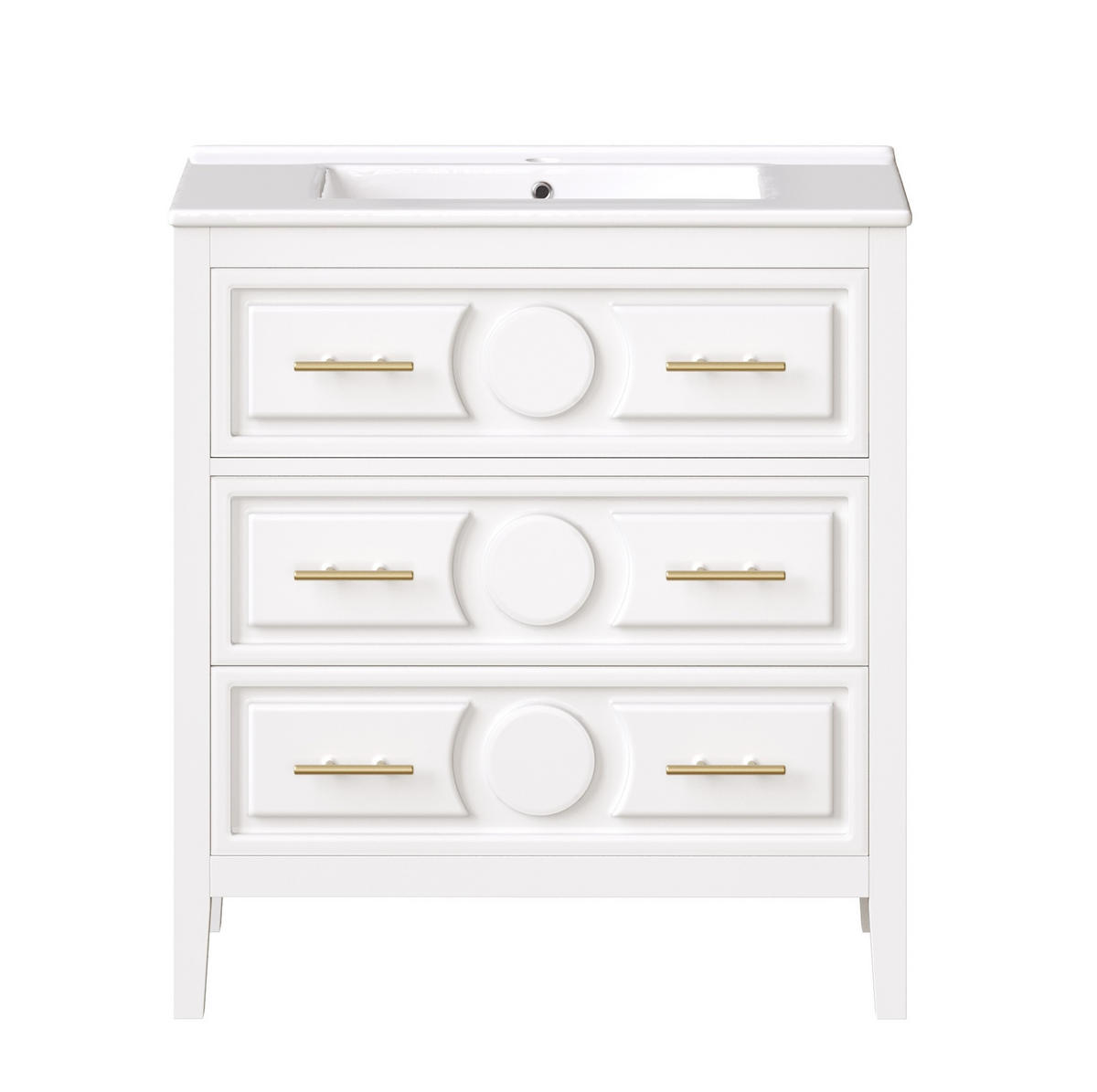 BADEZIMMERSCHRANK mit Keramikbecken 81 x 46,5 x 86,5 cm Weiß - Weiß, Holzwerkstoff (46.5/86.5/81cm) - Beauniv