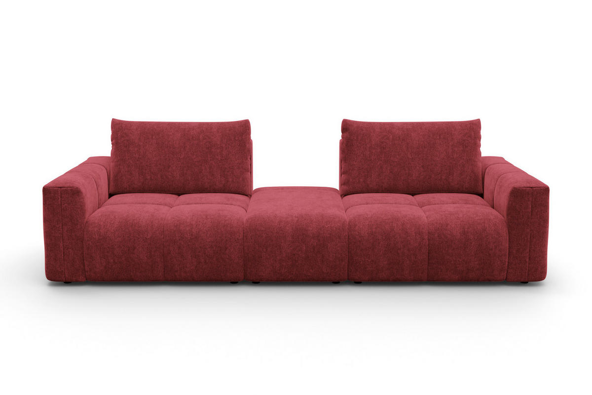 SOFA VERONA 4-Sitzer, Dunkelrot - Schwarz/Dunkelrot, Holz/Textil (282/83/110cm) - Courtois Laville