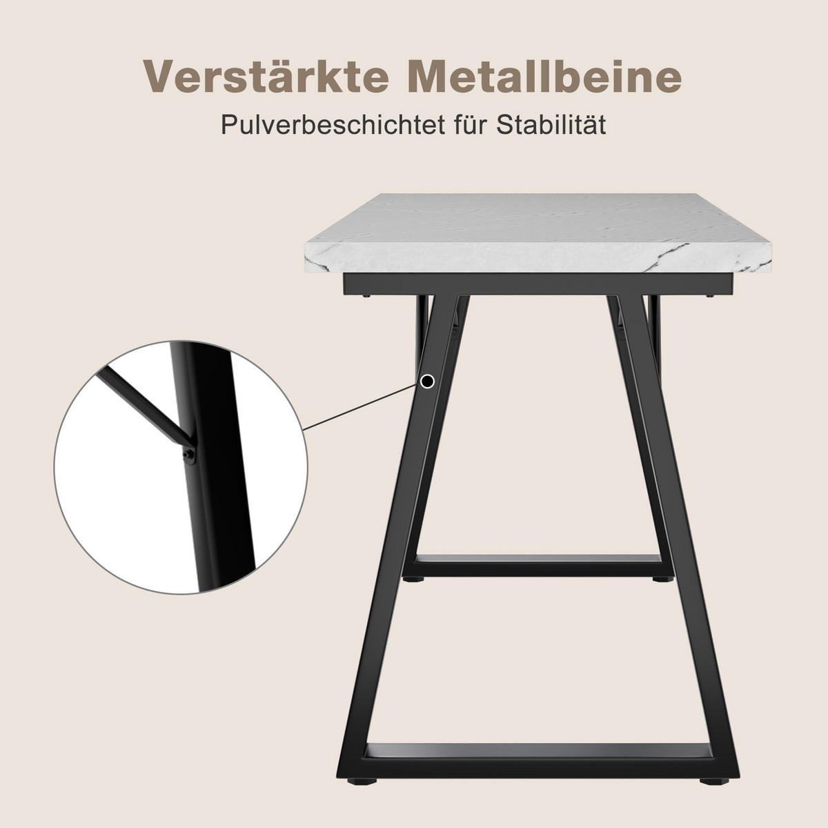 ESSTISCH in Holz, Metall 140/80/75cm - Schwarz/Weiß, Holzwerkstoff (80/140/75cm) - HOMAVO