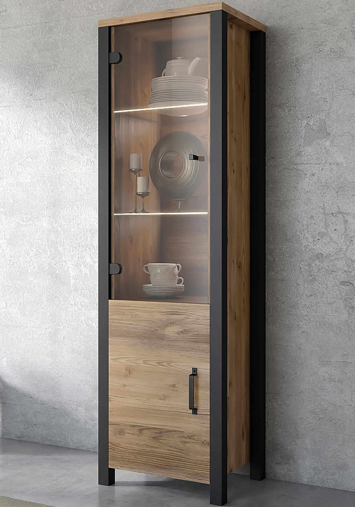VITRINE in Braun - Braun, Holzwerkstoff (56/191/43cm) - MASSENO