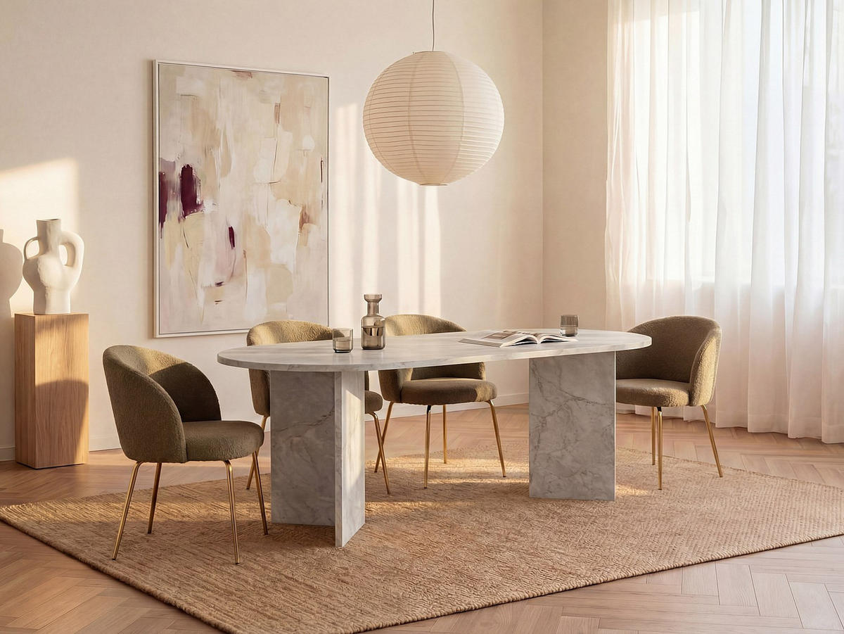 TISCH ohne Ausziehfunktion - 8 -Sitzer - Holzspan - weiß - TOPANIA - Weiß, Holz (90/200/74.7cm) - Vente-Unique