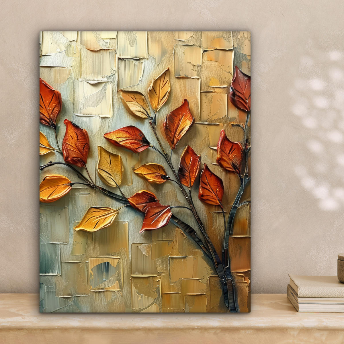 LEINWANDBILD Baum - Abstrakt - Natur - Kunst 30x40 cm - Goldfarben, Textil (30/40cm) - MuchoWow