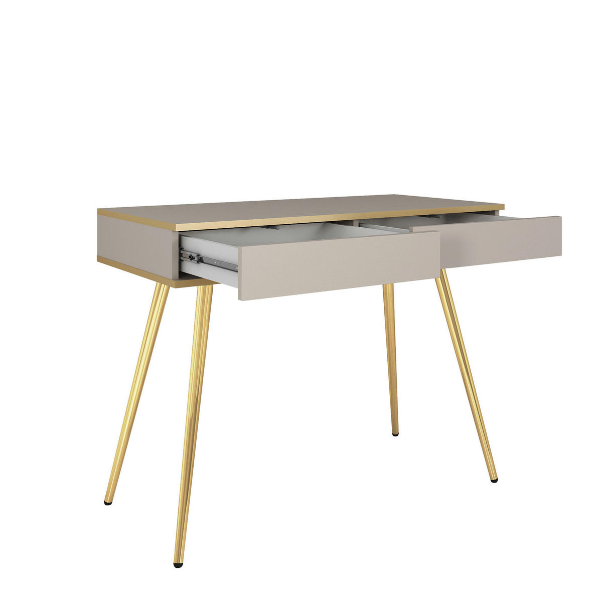 SCHMINKTISCH BANFF TOA1-2S Goldene Metallbeine, Schwarz - Schwarz, Holzwerkstoff/Kunststoff (102/80/50cm) - Komodee