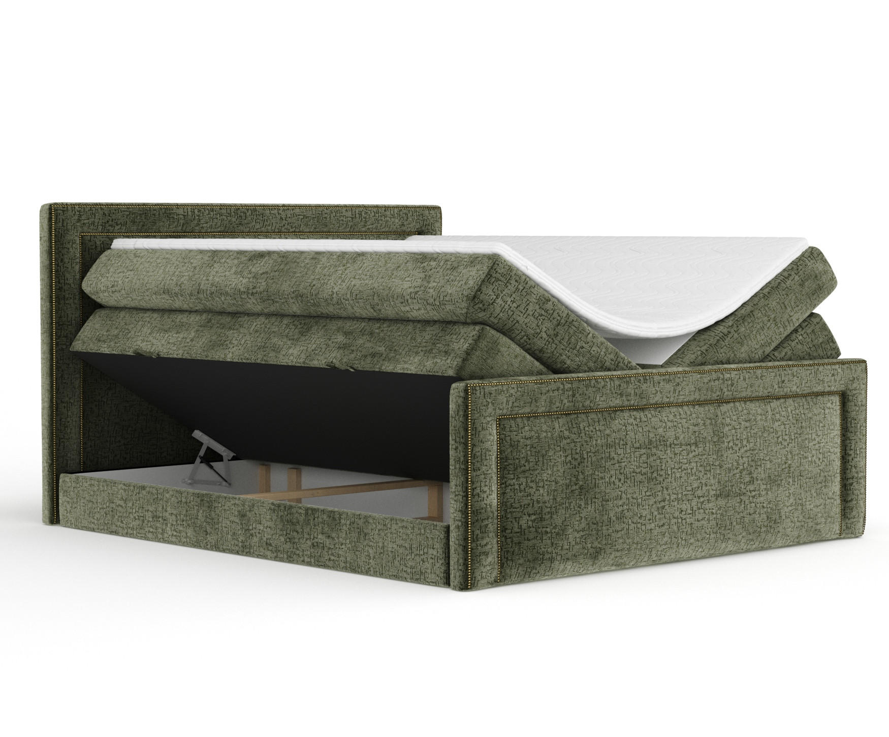 BOXSPRINGBETT Luxora Olivenfarbe 180/200 cm - Schwarz/Olivgrün, Holz/Holzwerkstoff (180/200cm) - Maison de Reve