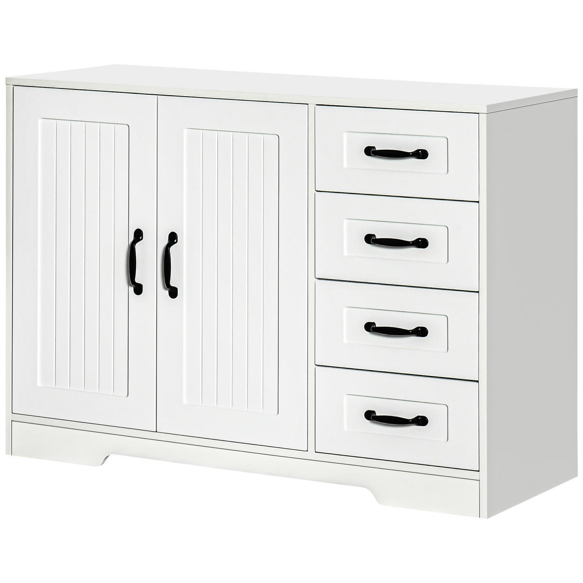 SIDEBOARD Weiß, 4 Schubladen & 1 Tür, 105/40/76 cm - Weiß, Holz (105/76/40cm) - PANGIVO