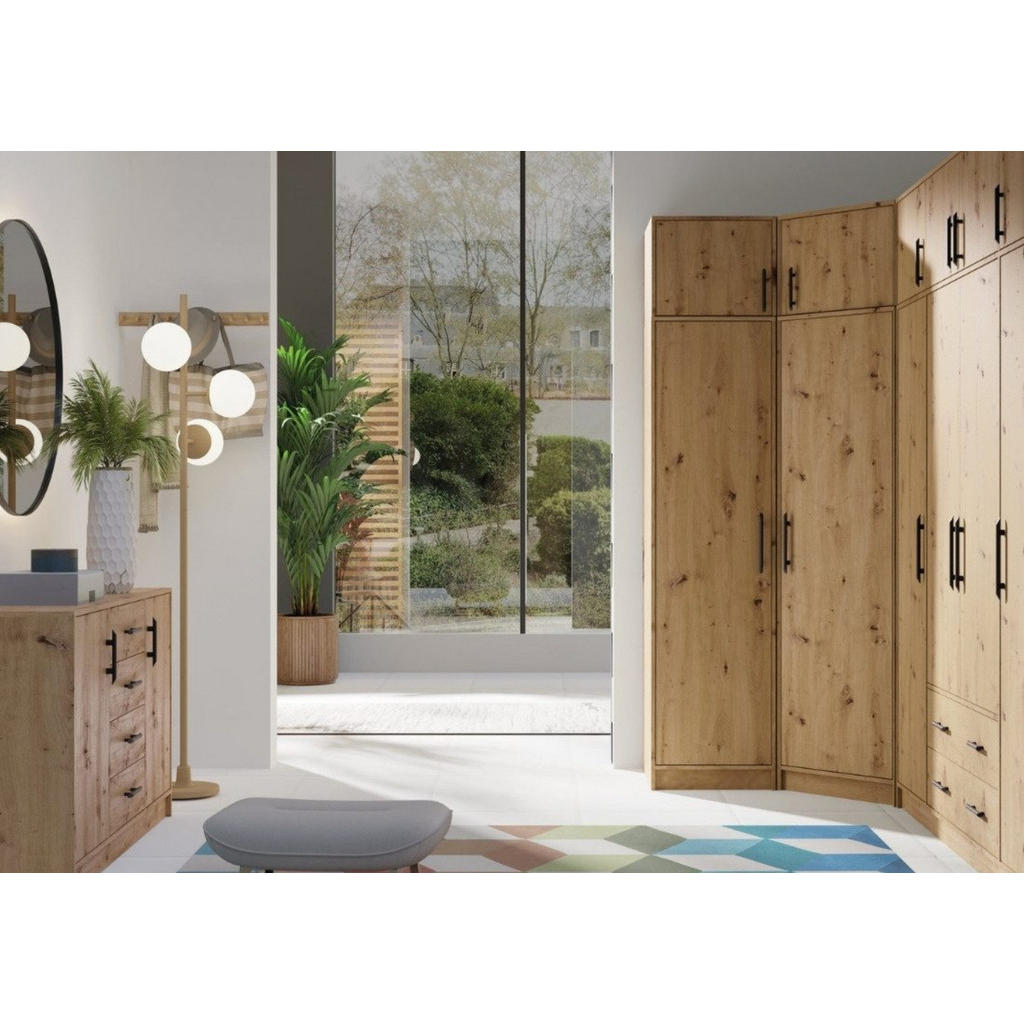 Thumbnail - Deine Möbel 24 Kleiderschrank, Eiche Artisan, Holzwerkstoff, 200x190x56 cm, Schlafzimmer, Kleiderschränke, Drehtürenschr...