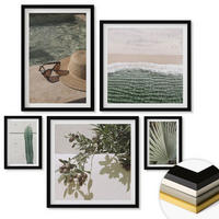 WANDBILDER 5er-Set - 50x50 cm & 20x30 cm & 40x60 cm Schwarzer Rahmen - Zubehör für tropische Pflanzen - Schwarz, Kunststoff (40/60cm) - ArtPrintCave
