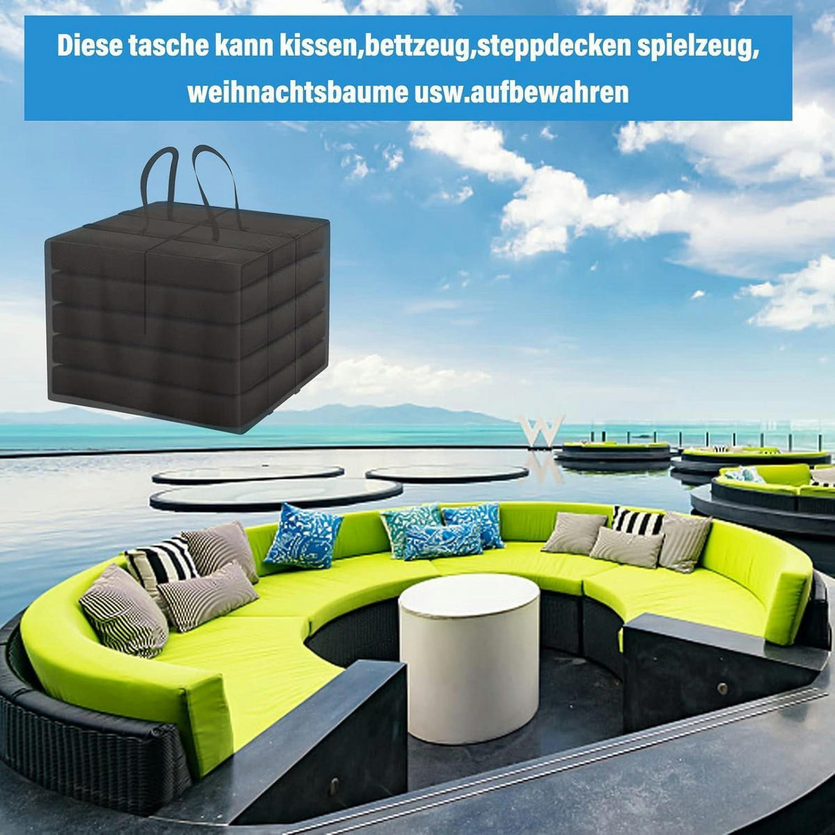 AUFLAGENTASCHE 80 x 80 x 60 cm Wasserdicht Oxford 600D - Schwarz, Textil (80/60/59.9cm)