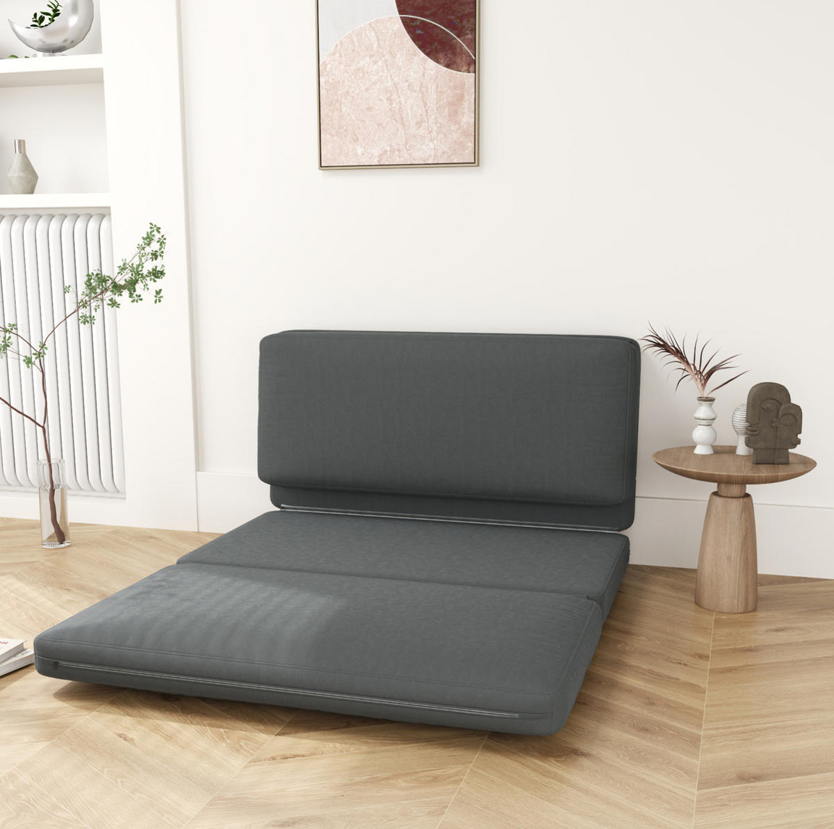SCHLAFSOFA 138/270 cm Liegefläche in Dunkelgrau – faltbar und platzsparend - Dunkelgrau, Textil (138/10/270cm) - BEAOK