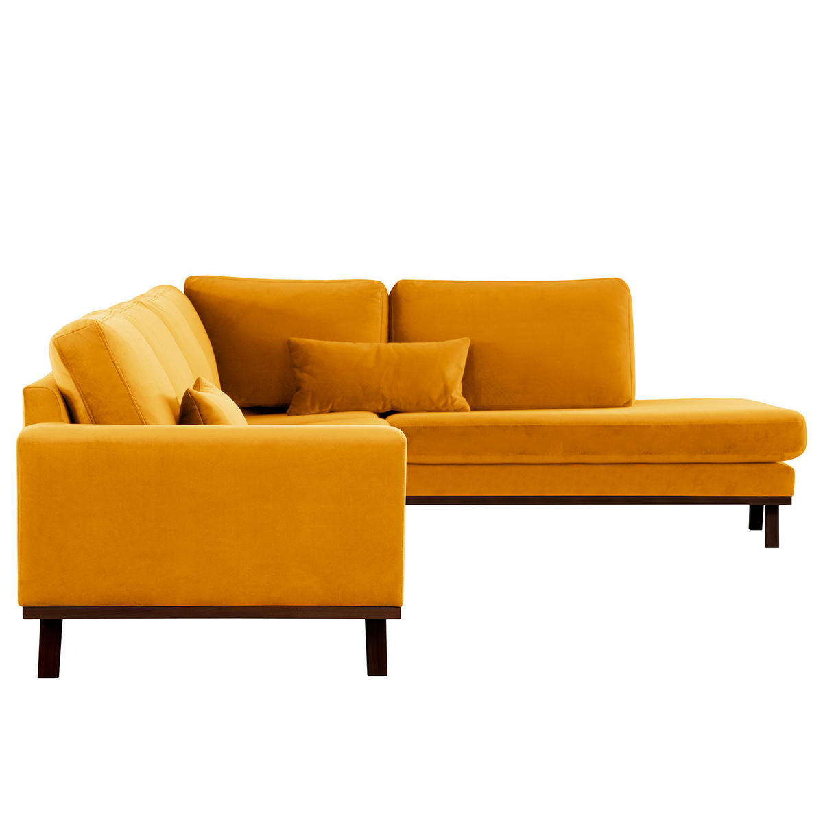 ECKSOFA mit Ottomane - Gelb/Buchefarben, Buchenholz/Textil (287/219cm) - home24