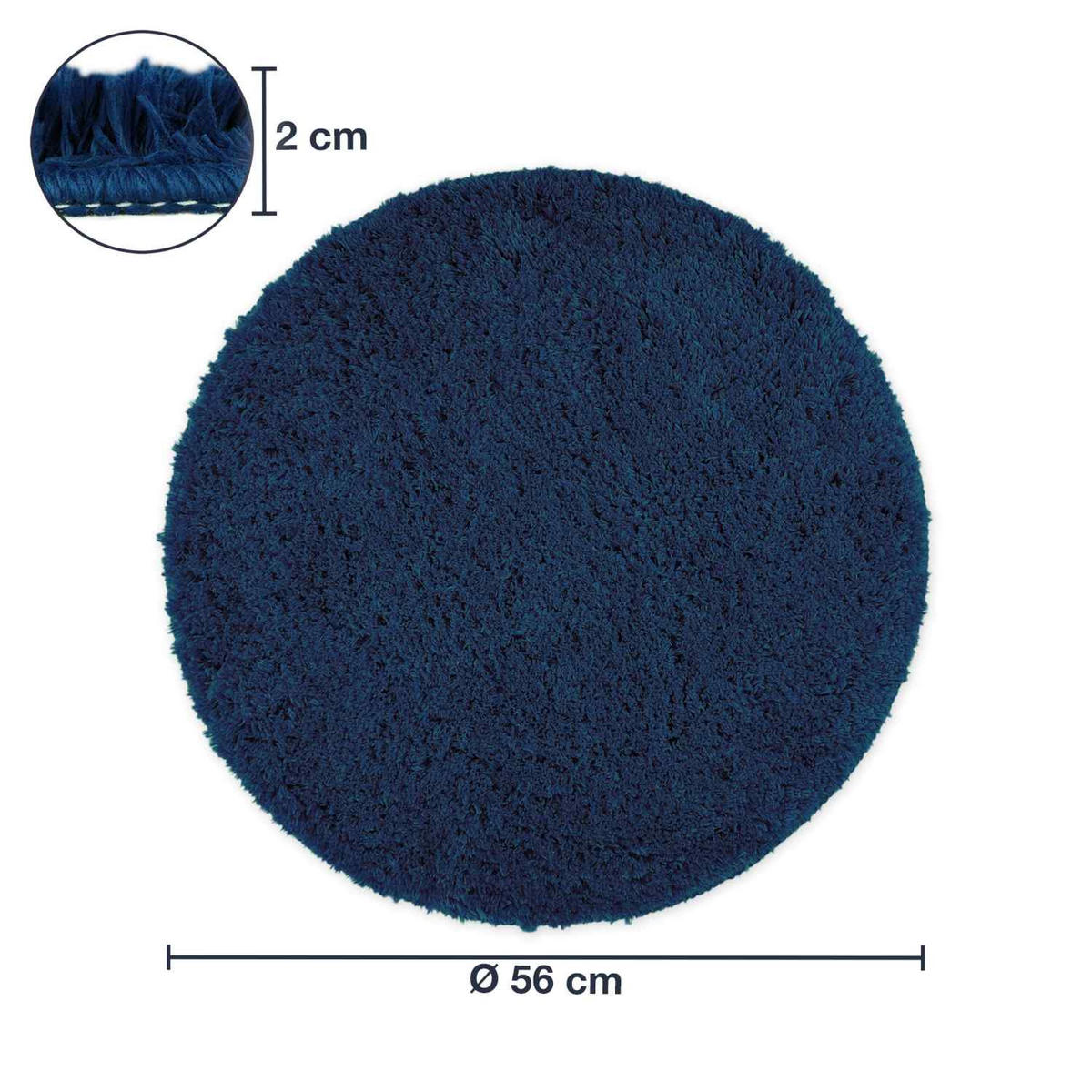 RUNDE BADEMATTE Florenz - Dunkelblau, Textil (56/56cm) - WohnDirect