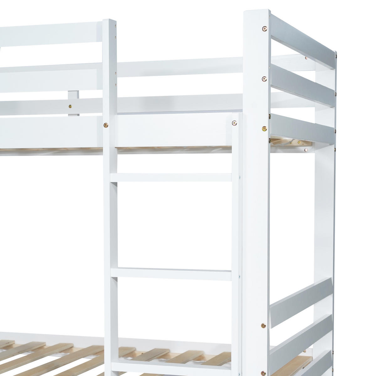 ETAGENBETT Massivholz 90/200 cm Weiß - Weiß, Holz/Holzwerkstoff - Raumix