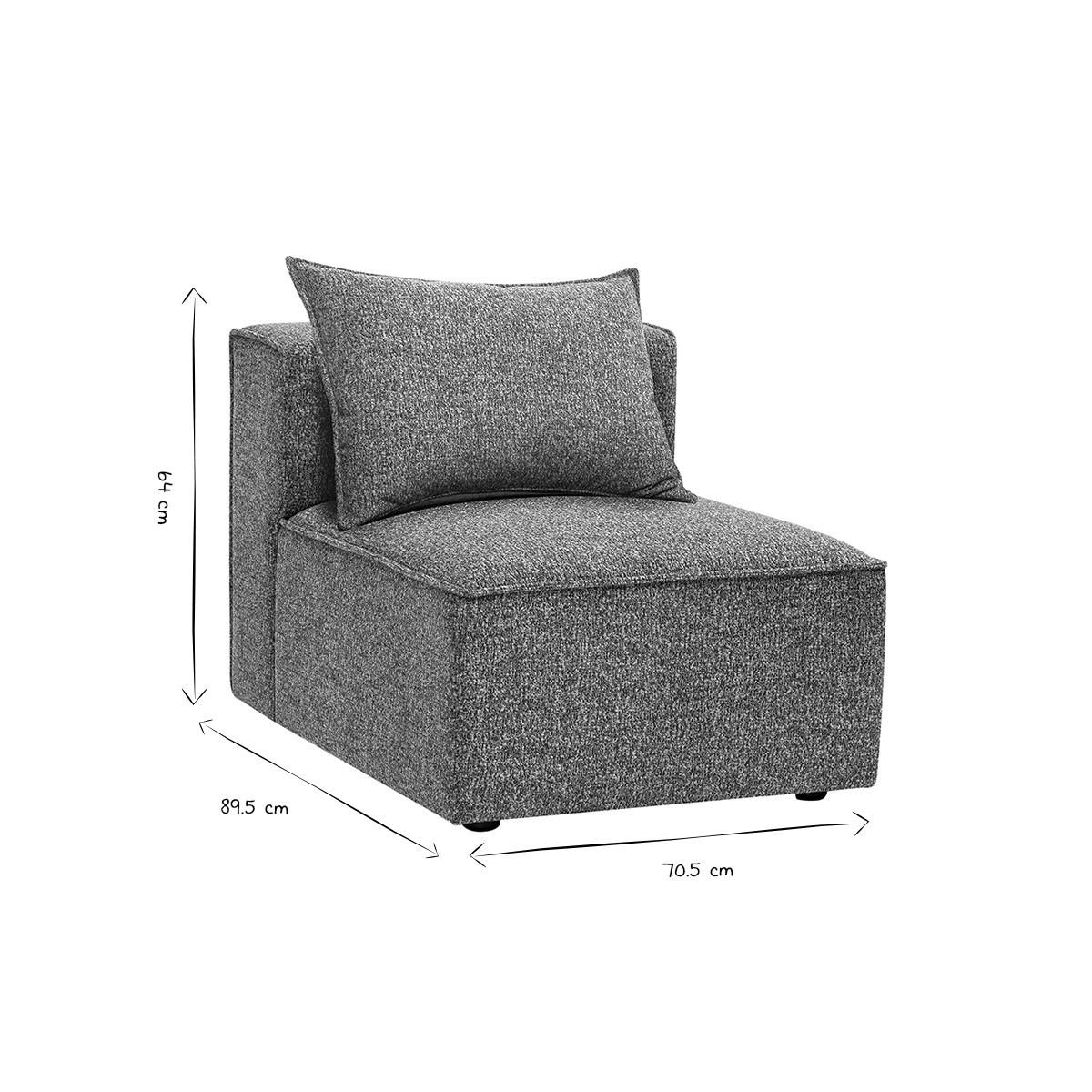 ECKMODUL Sofa Dunkelgrau Meliert Rechts KERRY - Dunkelgrau, Textil (89.5/64/70.5cm) - Miliboo