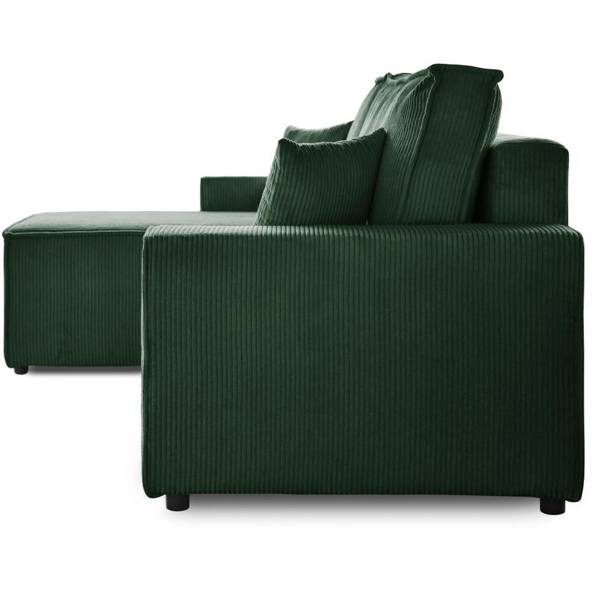 ECKSCHLAFSOFA mit Schlaffunktion Hektor dunkelgrün - Dunkelgrün/Schwarz, Kunststoff/Textil (277/152cm) - Beautysofa