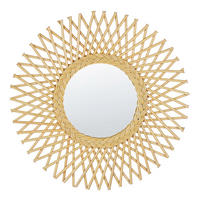 WANDSPIEGEL Rattan natürlich Sonnenform 60 cm Tagolu - Beige/Naturfarben, Naturmaterialien (60/60/1cm) - Beliani