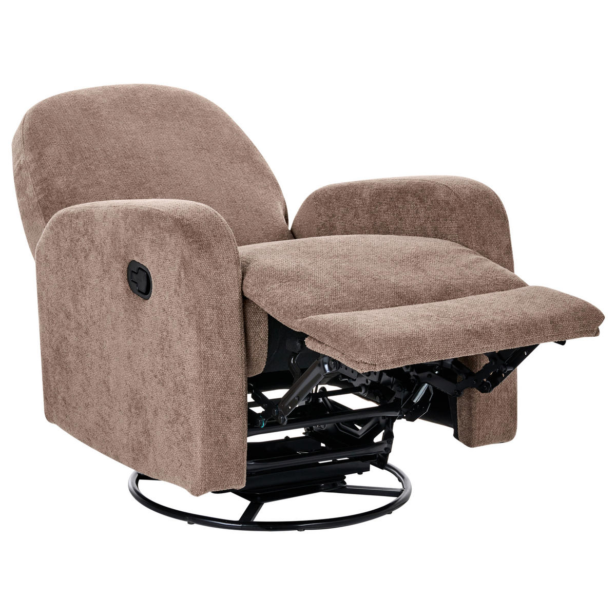 SCHAUKEL-FERNSEHSESSEL drehbar Stoff Braun Febe - Braun, Textil (77/102/90cm) - Beliani