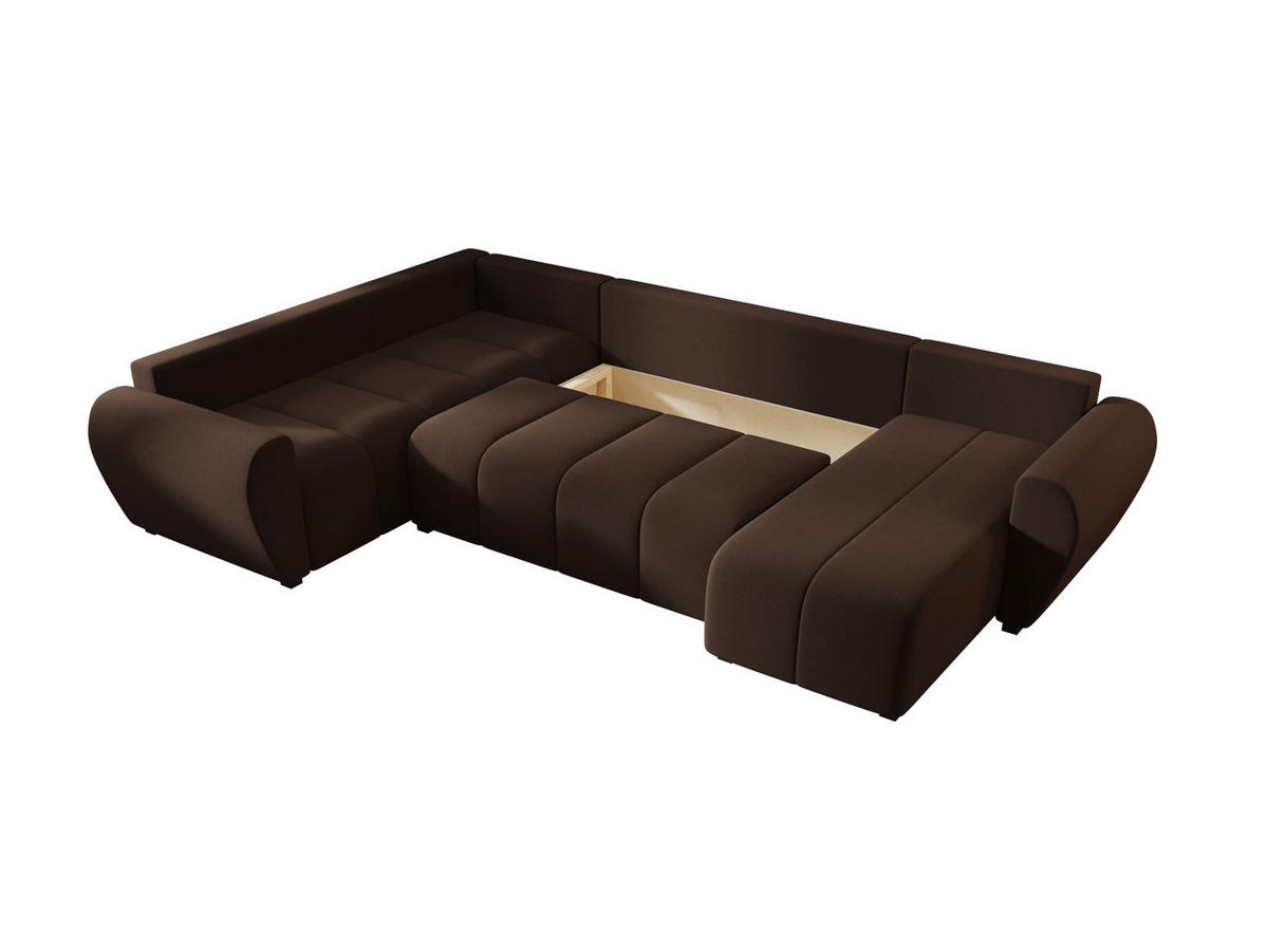 WOHNLANDSCHAFT MOLISA U PLUS Cosmic 800 Rechts mit Schlaffunktion - Braun, Textil (303/82/208cm) - Bedante