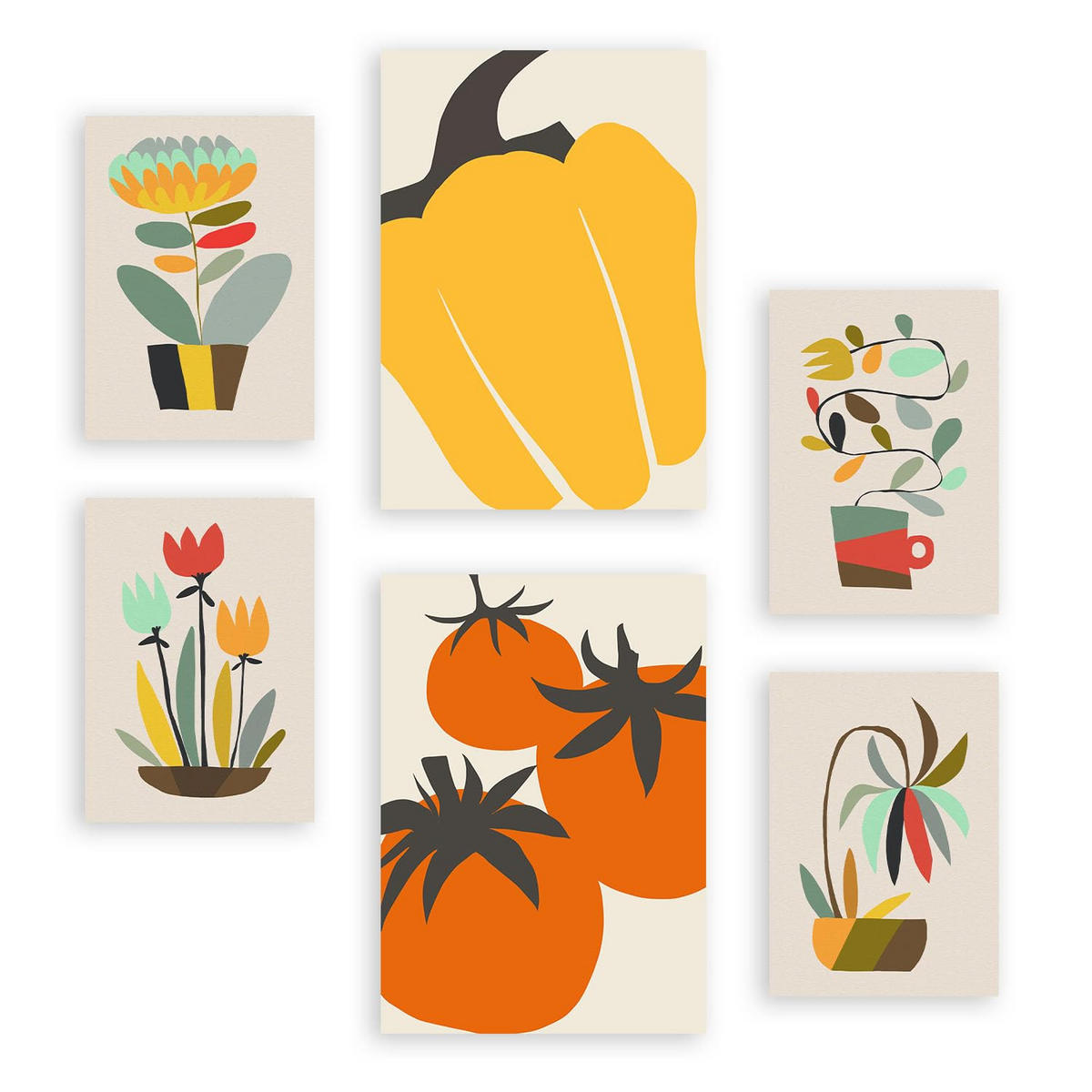 POSTER Set Mit 6 Wesentlichkeit In Blume Zusammenfassung A3 & A4 Rahmenlos - Klar, Papier (29/3cm) - Nacnic