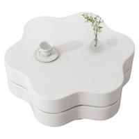 COUCHTISCH Cremeweiß, 74,8/67,5/31 cm in Blumenform mit Drehfunktion - Weiß, Holzwerkstoff (67.5/74.8/31cm) - PANGIVO