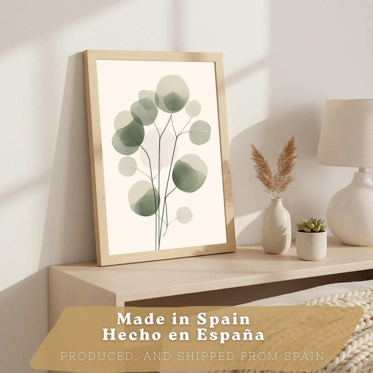 PLAKAT Sada 3 Rostliny A3 Lehký dřevěný rám - béžová, papír (29.7/1/42cm) - Nacnic