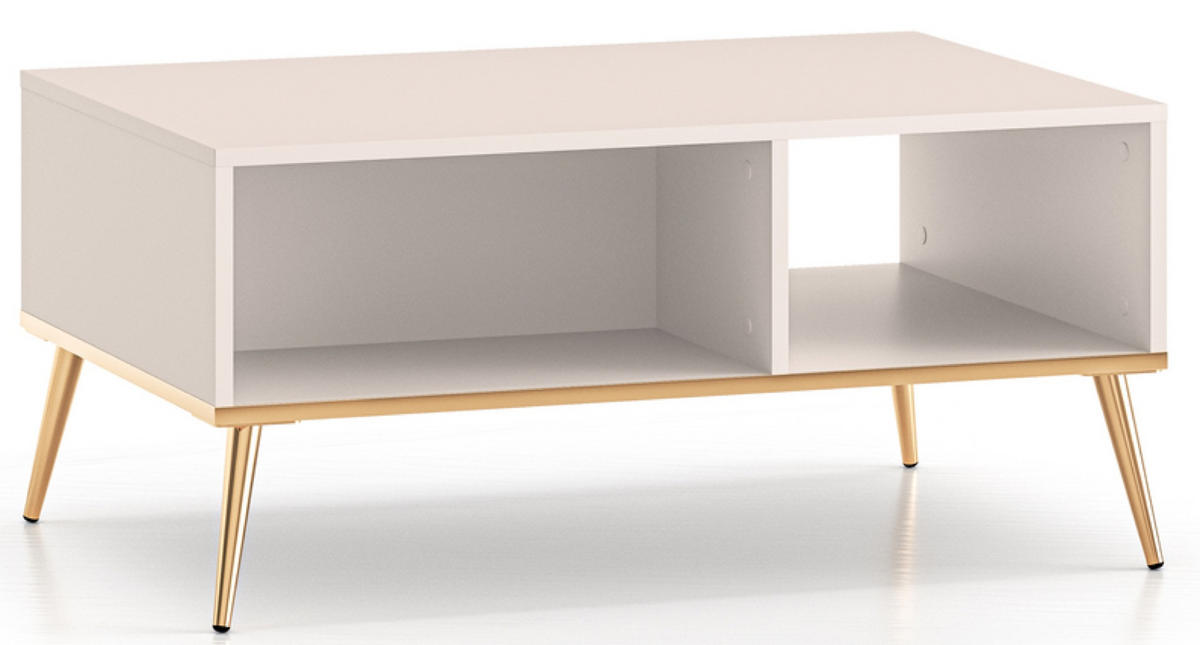 COUCHTISCH Selgin Greige 60x90 cm - Beige/Goldfarben, Holzwerkstoff/Metall (60/90/41.9cm) - Selsey