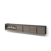 LOWBOARD, Eiche und Schwarz, 315/35/50cm, Kamin mit Feuereffekt XXL - Dunkelbraun, Holzwerkstoff (315/50/35cm) - Skraut Home