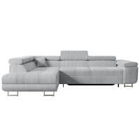 ECKSOFA mit Schlaffunktion und Bettkasten GUSA-L 272x202x107 cm Grau Cord - Silberfarben/Grau, Holzwerkstoff/Textil (202/272cm) - ALTDECOR