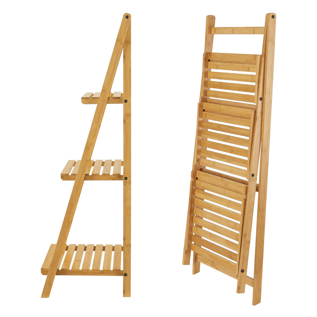 LEITERREGAL Lapua - Naturfarben, Holz (50.8/109/35cm) - [en.casa]