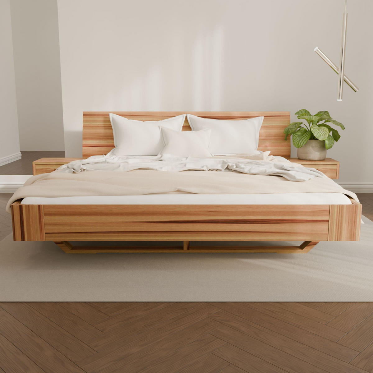 SCHWEBEBETT 200/220 cm aus Kernbuche - Braun, Holz (200/220cm) - MeinMassivholz